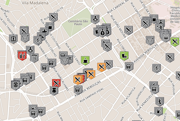 Wheelmap: poucos pontos classificados em São Paulo (Pinheiros)