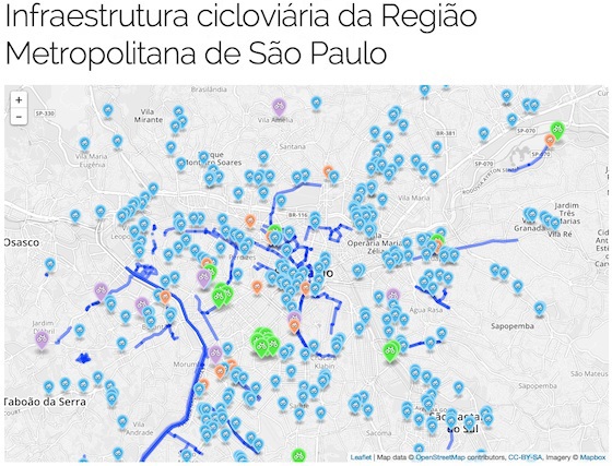 Mapa colaborativo: infraestrutura cicloviária em São Paulo (OpenStreetMap)