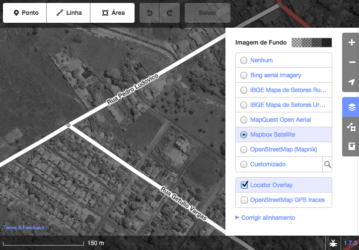 Captura do iD: lista de camadas com IBGE Mapa de Setores Urbanos selecionado