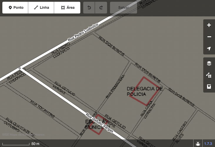 Captura do mapa no iD com sobreposição dos setores urbanos do IBGE